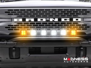 Ford Bronco Front Bumper Bar Light Kit - Factory Bumper - ZROADZ - Top Mount - w/ 4x3" White & 2x 3 Inch Amber LED Pods
